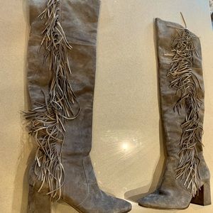 Frye Brown Suede Knee High Pull On Boots
